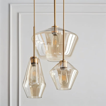 nuvlight Nozara Mid-Century Geometric Smoked Glass Pendant