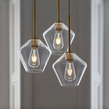 nuvlight Nozara Mid-Century Geometric Smoked Glass Pendant