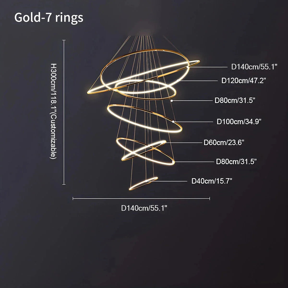 Tiered Ring Chandelier for Foyer and High Ceiling