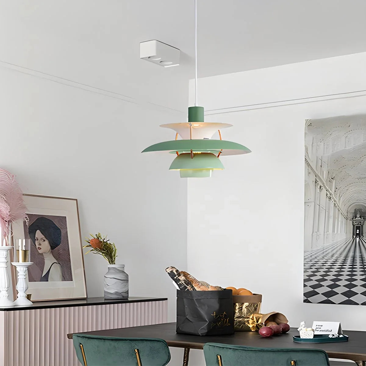 Green nordic multi pendant lamp