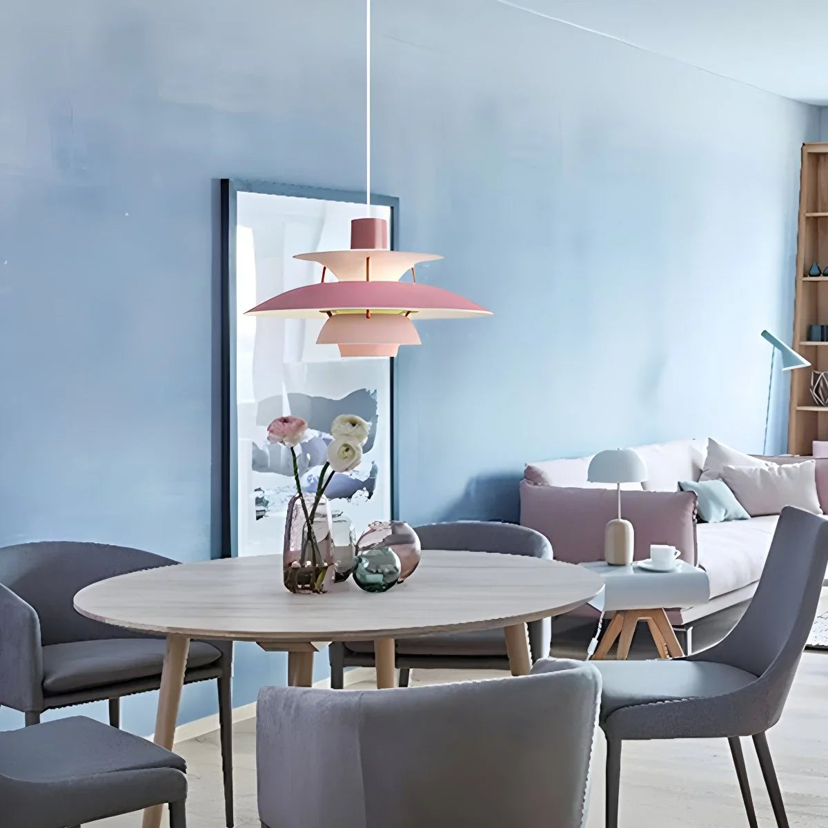 Pink Nordic multi pendant light