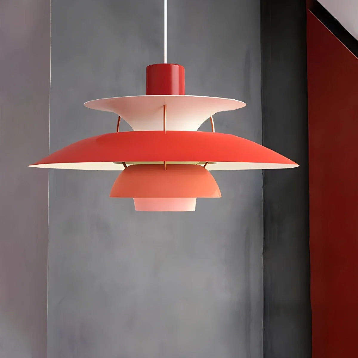 Red nordic multi pendant light