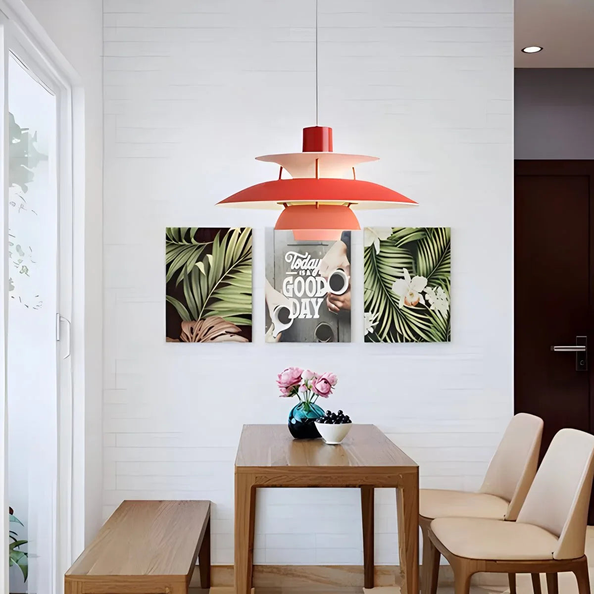Red nordic multi pendant light