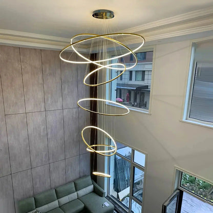 Tiered Ring Chandelier for Foyer and High Ceiling