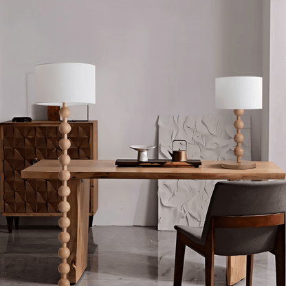 nuvlight Olan Modernist Stacked-Sphere Solid Wood Floor Lamp