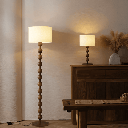 nuvlight Olan Modernist Stacked-Sphere Solid Wood Floor Lamp
