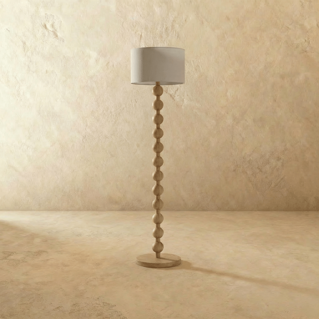 nuvlight Olan Modernist Stacked-Sphere Solid Wood Floor Lamp