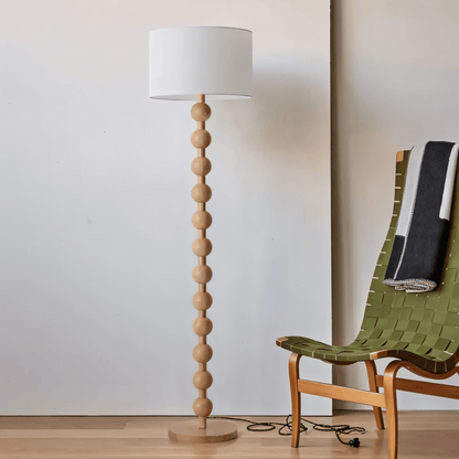 nuvlight Olan Modernist Stacked-Sphere Solid Wood Floor Lamp