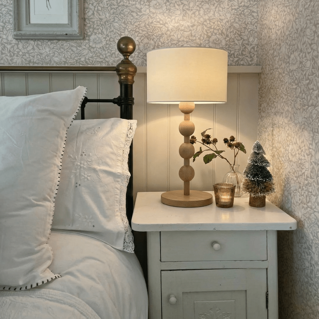 nuvlight Olan Modernist Stacked-Sphere Solid Wood Table Lamp