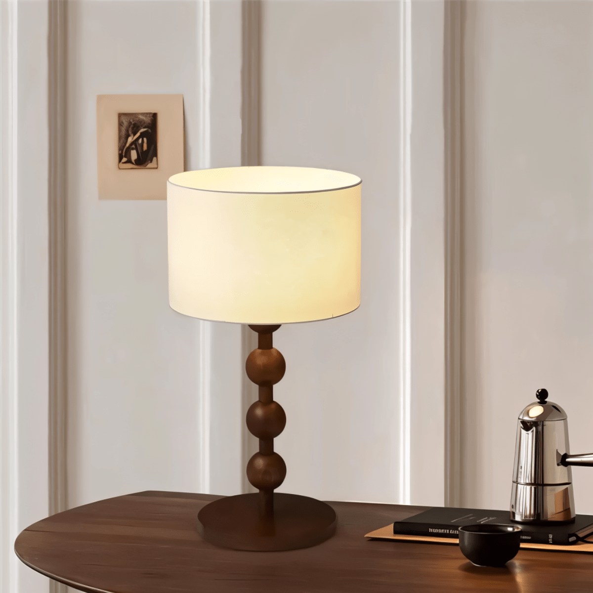 nuvlight Olan Modernist Stacked-Sphere Solid Wood Table Lamp