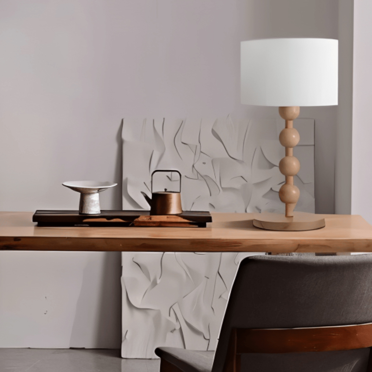 nuvlight Olan Modernist Stacked-Sphere Solid Wood Table Lamp