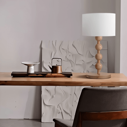 nuvlight Olan Modernist Stacked-Sphere Solid Wood Table Lamp