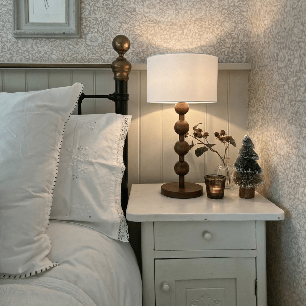 nuvlight Olan Modernist Stacked-Sphere Solid Wood Table Lamp