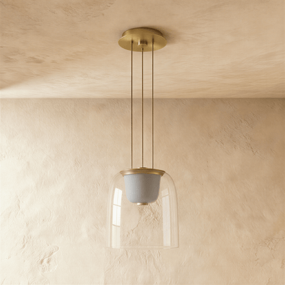 nuvlight Omnira Modernist Hand-Blown Clear Glass Pendant