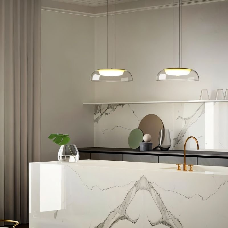 nuvlight Omnira Modernist Hand-Blown Clear Glass Pendant