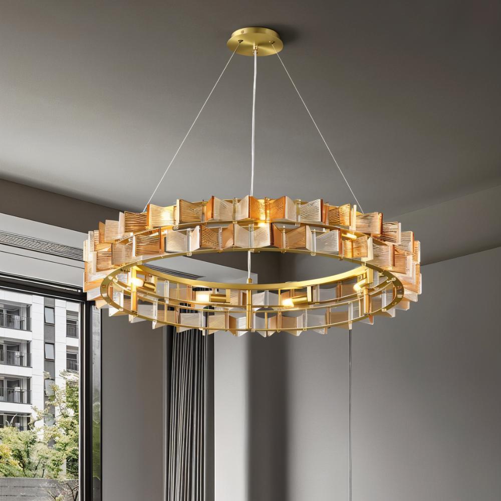 nuvlight Salane Luxury Layered Glass Sculptural Chandelier