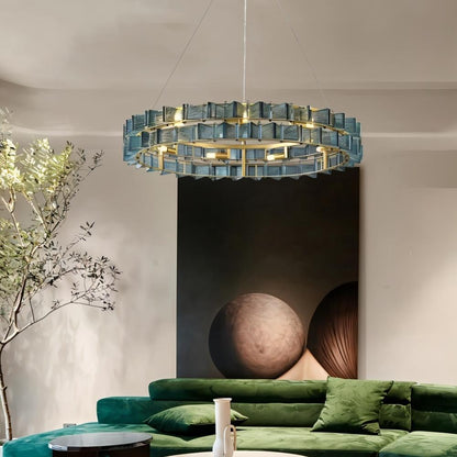 nuvlight Salane Luxury Layered Glass Sculptural Chandelier