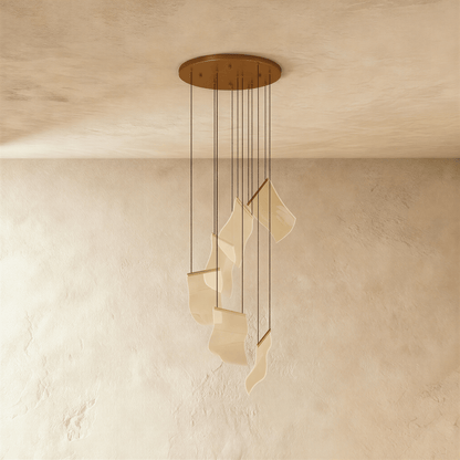 nuvlight Sheets Modernist Layered Translucent Sail Chandelier