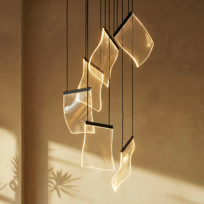 nuvlight Sheets Modernist Layered Translucent Sail Chandelier