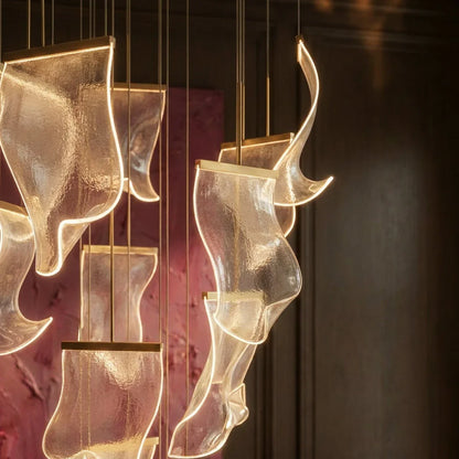 nuvlight Sheets Modernist Layered Translucent Sail Chandelier