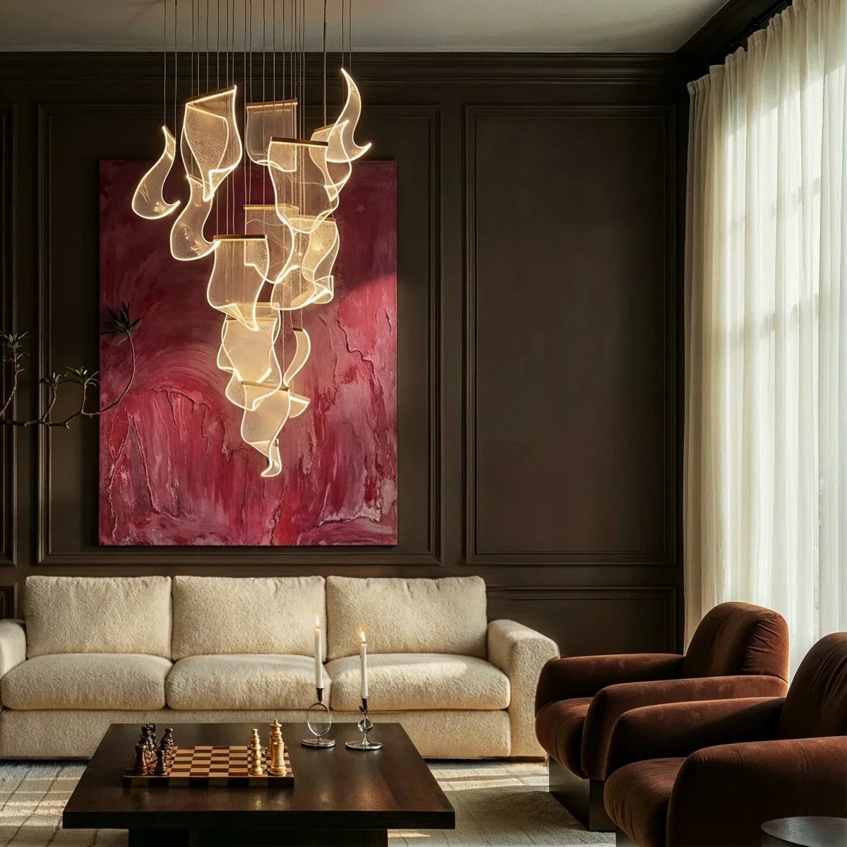 nuvlight Sheets Modernist Layered Translucent Sail Chandelier