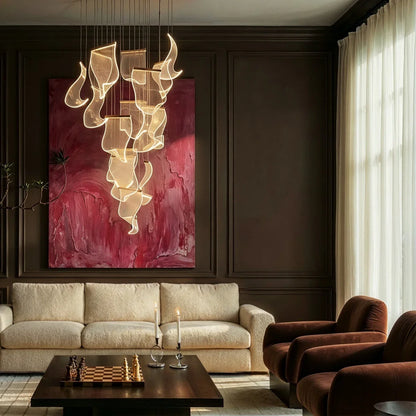 nuvlight Sheets Modernist Layered Translucent Sail Chandelier