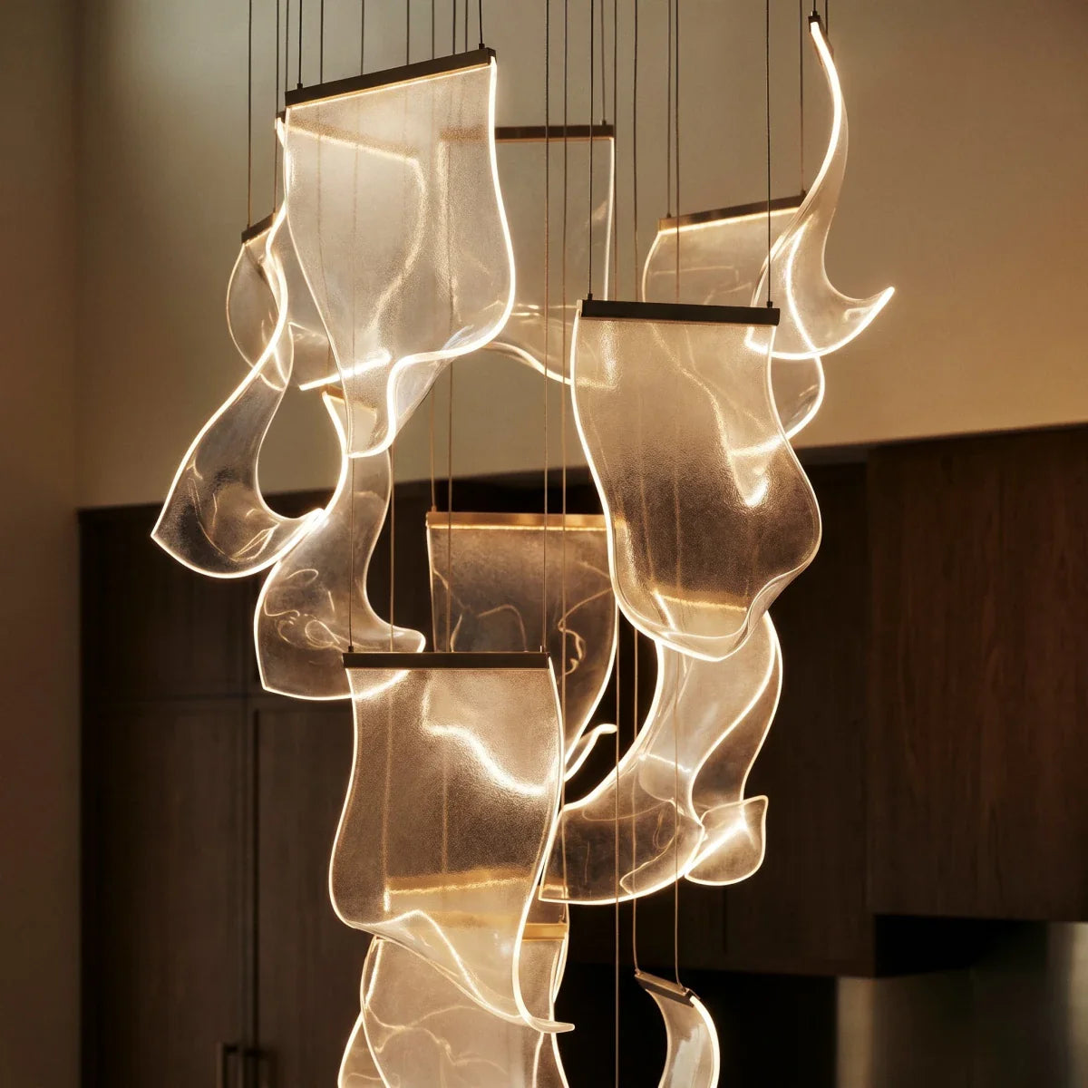 nuvlight Sheets Modernist Layered Translucent Sail Chandelier