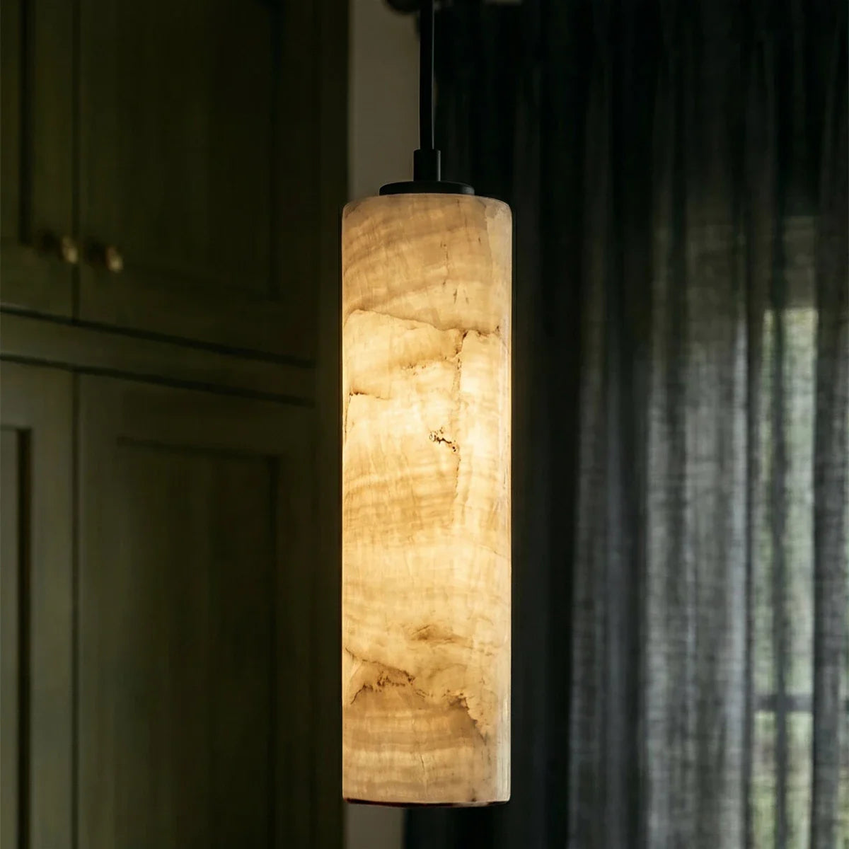 nuvlight Sten Modernist Cylindrical Alabaster Pendant Light