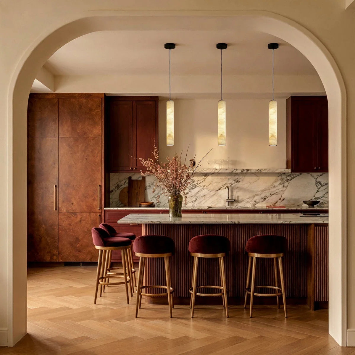nuvlight Sten Modernist Cylindrical Alabaster Pendant Light