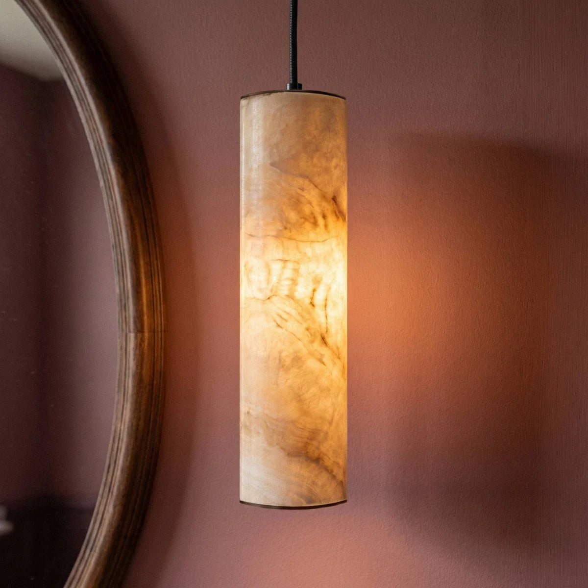 nuvlight Sten Modernist Cylindrical Alabaster Pendant Light