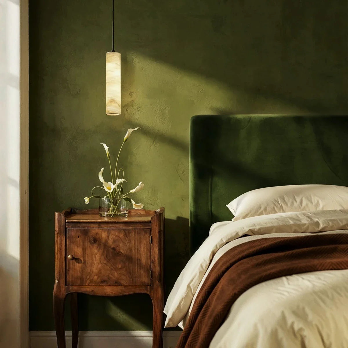 nuvlight Sten Modernist Cylindrical Alabaster Pendant Light
