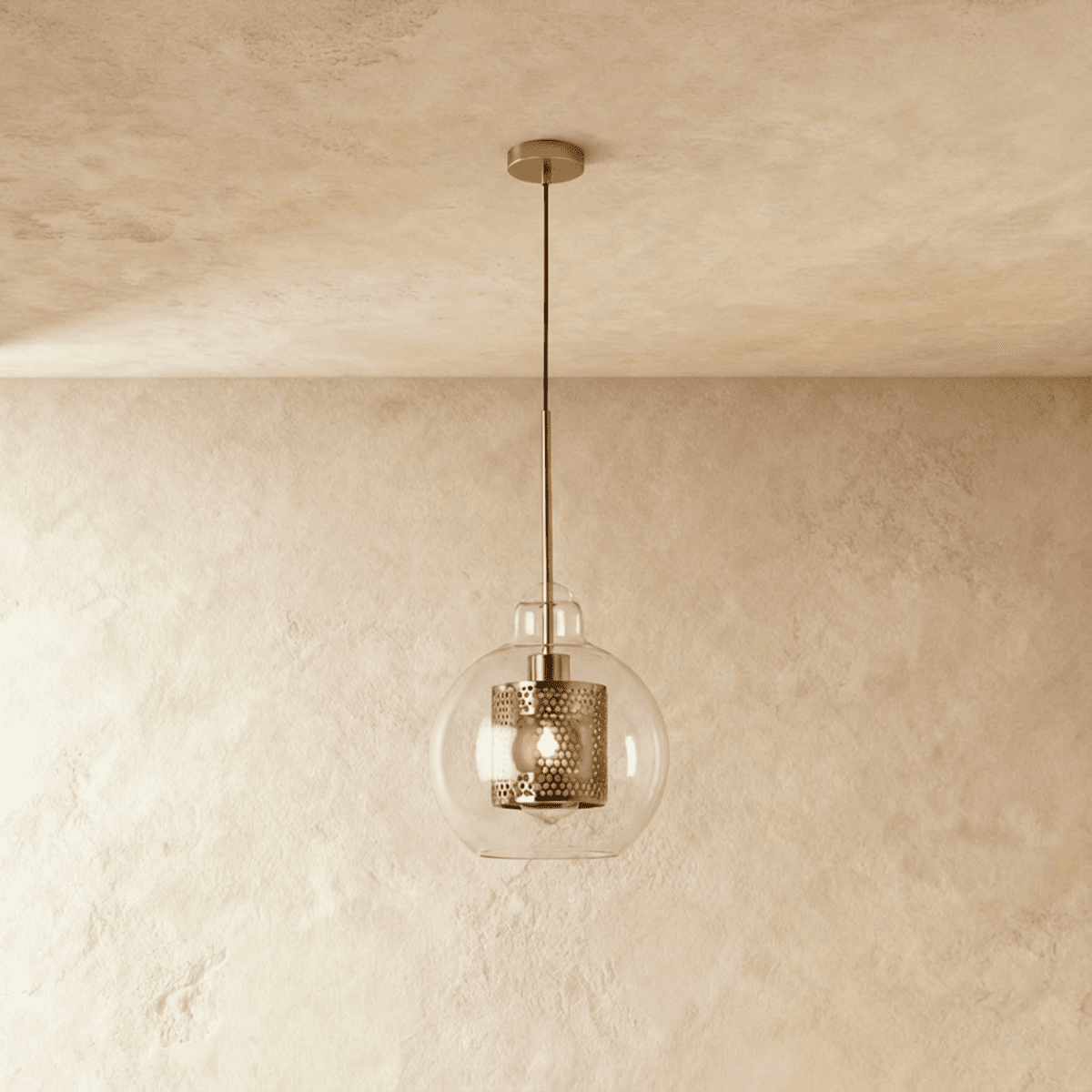 nuvlight Theia Modernist Perforated Metal & Glass Pendant