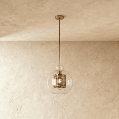 nuvlight Theia Modernist Perforated Metal & Glass Pendant