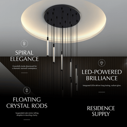 nuvlight Tinara Modernist Staggered Cascade Staircase Chandelier