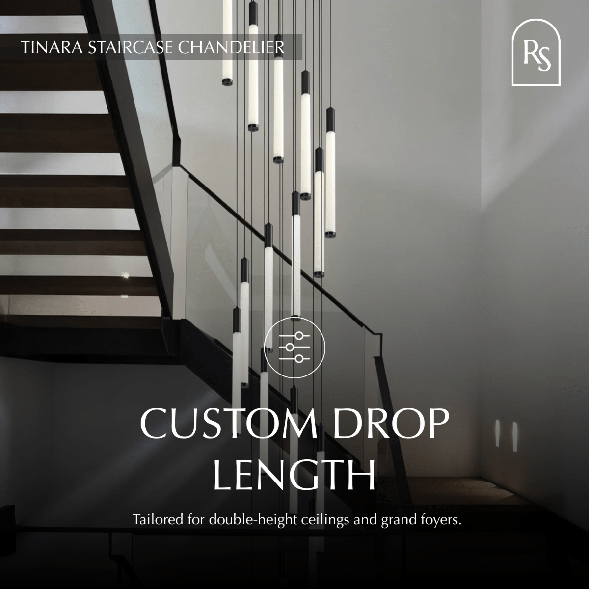 nuvlight Tinara Modernist Staggered Cascade Staircase Chandelier