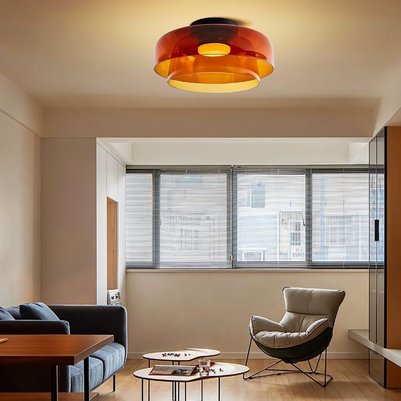 nuvlight Trisva Architectural Layered Smoked Glass Flush Mount