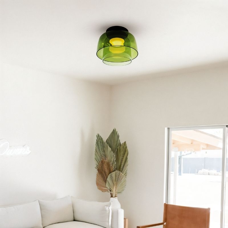 nuvlight Trisva Architectural Layered Smoked Glass Flush Mount