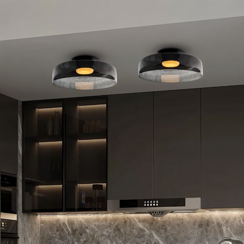 nuvlight Trisva Architectural Layered Smoked Glass Flush Mount