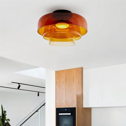 nuvlight Trisva Architectural Layered Smoked Glass Flush Mount