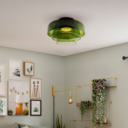 nuvlight Trisva Architectural Layered Smoked Glass Flush Mount