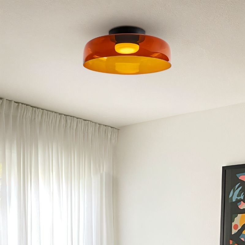 nuvlight Trisva Architectural Layered Smoked Glass Flush Mount