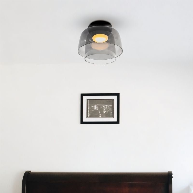 nuvlight Trisva Architectural Layered Smoked Glass Flush Mount