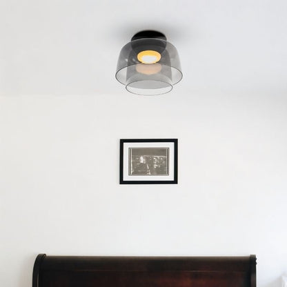 nuvlight Trisva Architectural Layered Smoked Glass Flush Mount