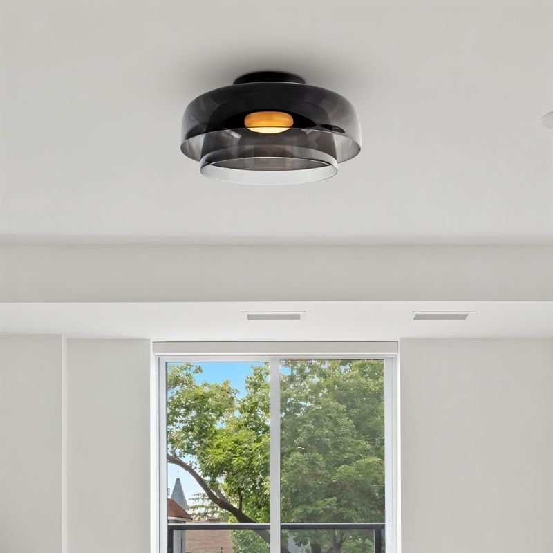 nuvlight Trisva Architectural Layered Smoked Glass Flush Mount