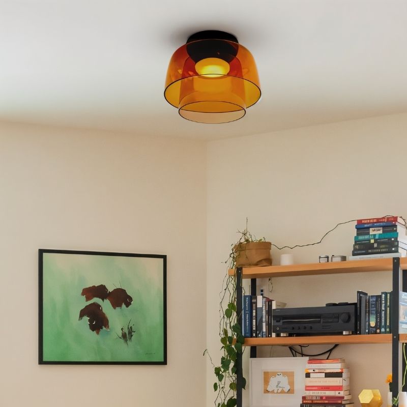 nuvlight Trisva Architectural Layered Smoked Glass Flush Mount