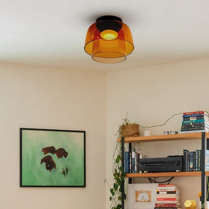 nuvlight Trisva Architectural Layered Smoked Glass Flush Mount