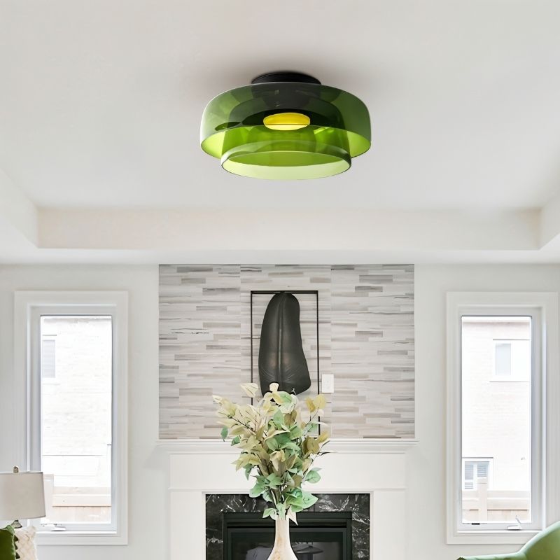 nuvlight Trisva Architectural Layered Smoked Glass Flush Mount