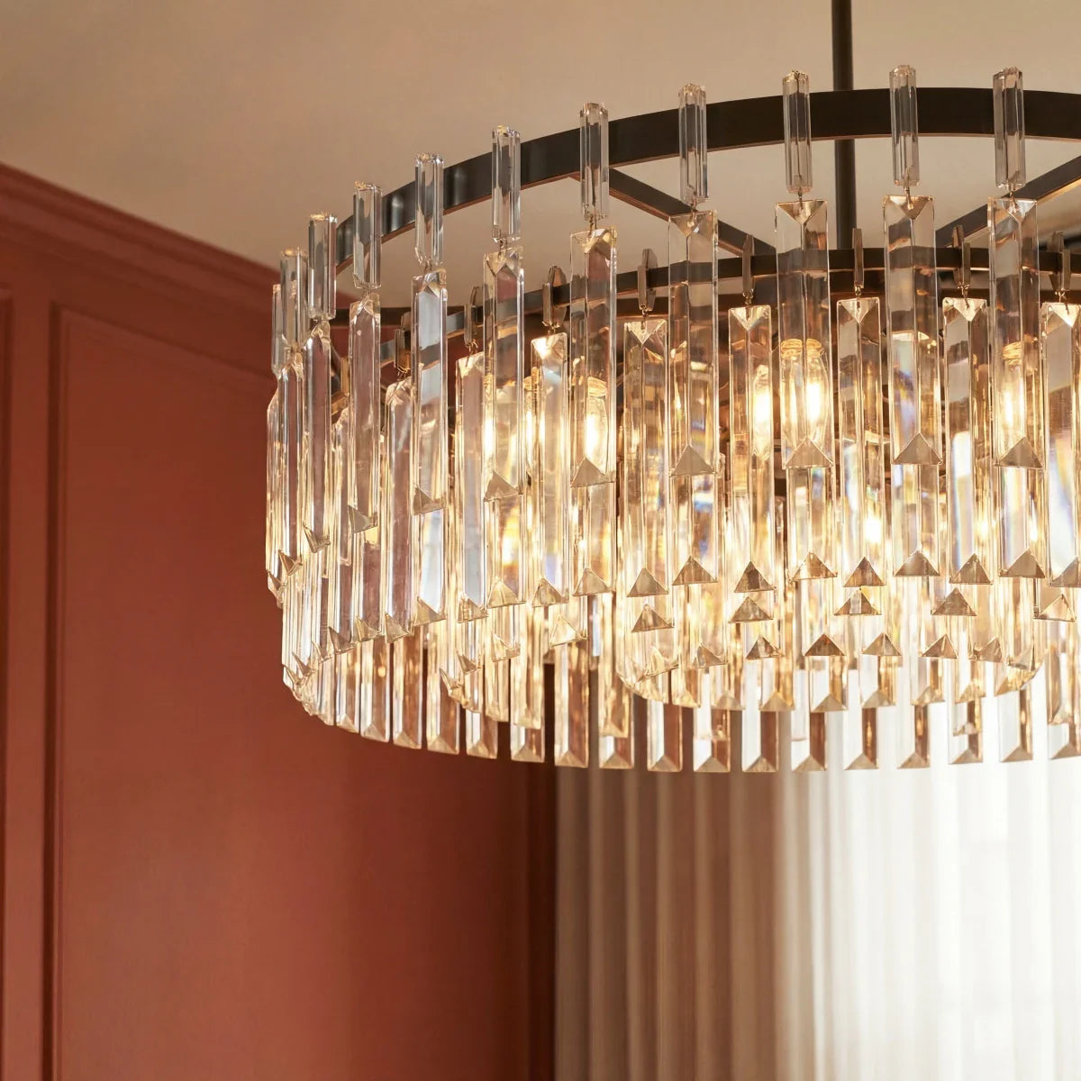 nuvlight Yukar Modernist Tiered Faceted Crystal Chandelier