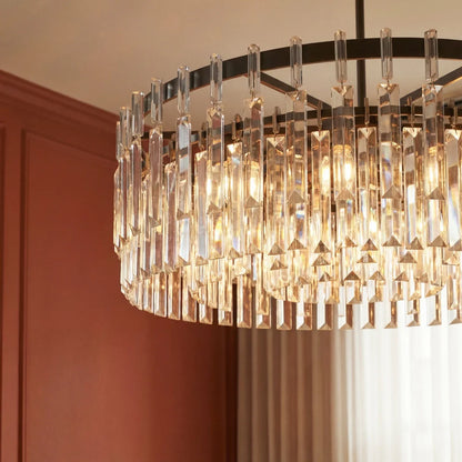 nuvlight Yukar Modernist Tiered Faceted Crystal Chandelier