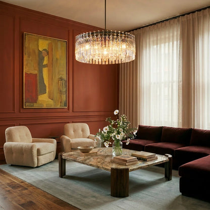 nuvlight Yukar Modernist Tiered Faceted Crystal Chandelier